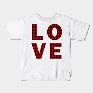 Buffalo plaid pattern LOVE Kids T-Shirt